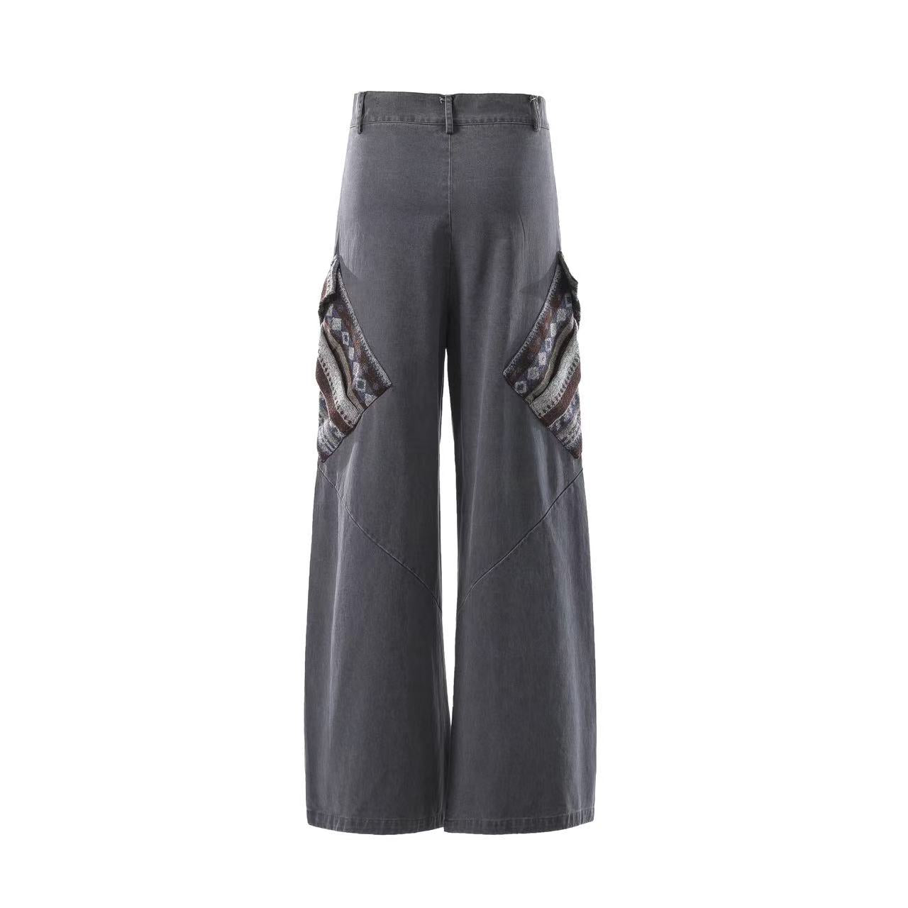 Lightweight Distressed Wide-Leg Cargo Pants