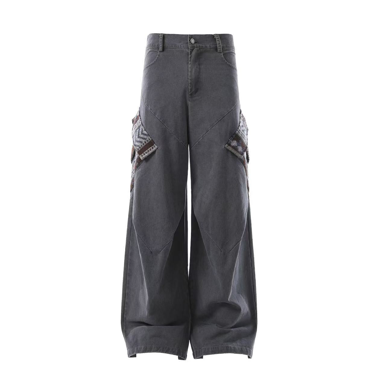 Lightweight Distressed Wide-Leg Cargo Pants