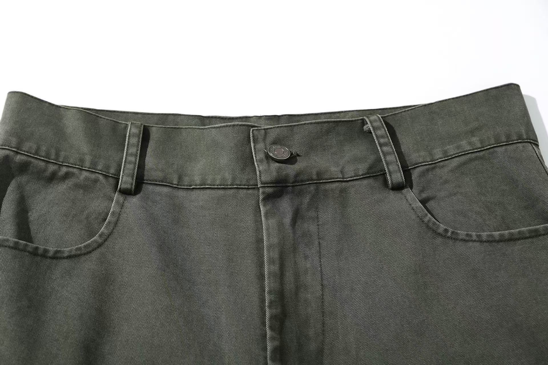 Lightweight Distressed Wide-Leg Cargo Pants