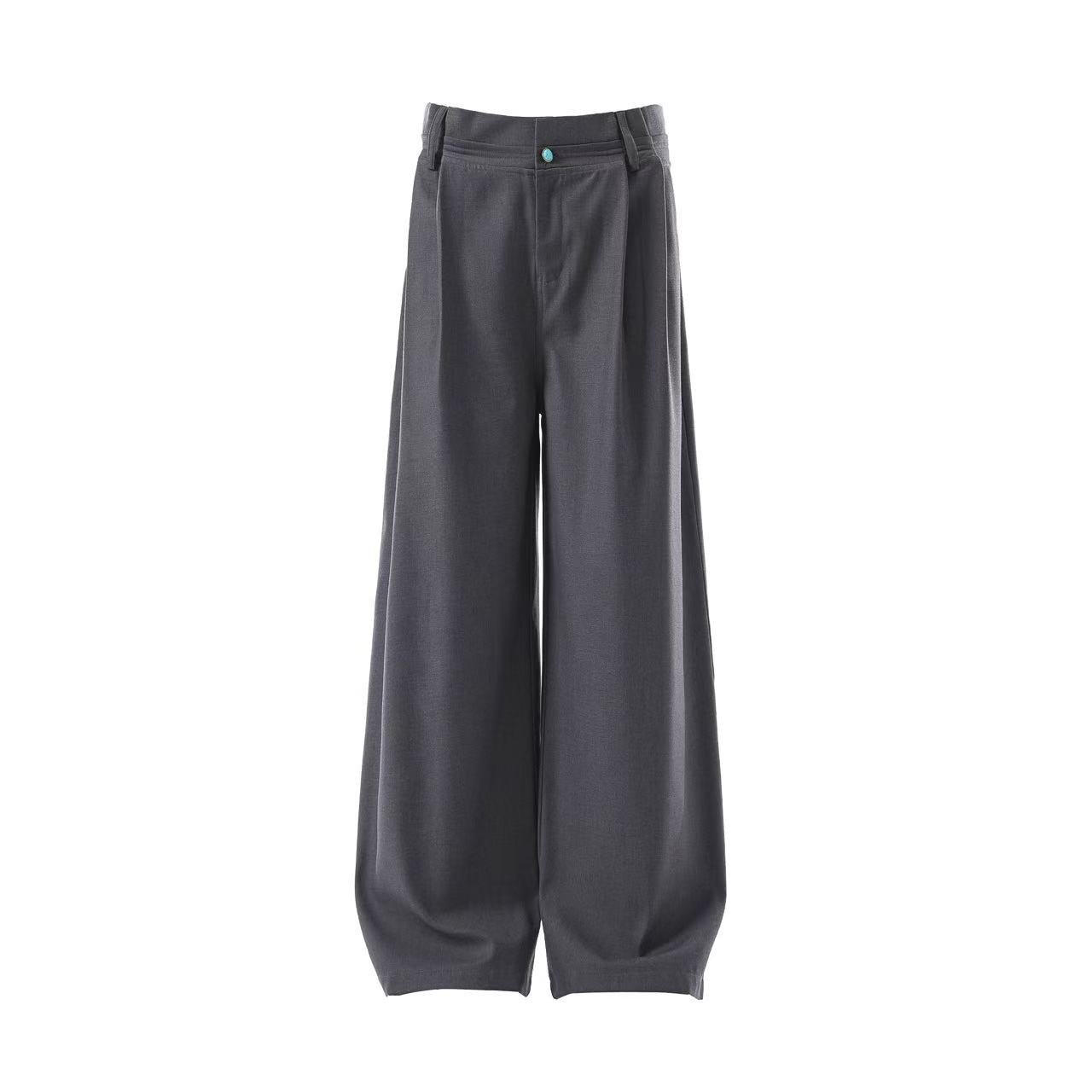 Gemstone Buttons Wide-Leg Suit Pants