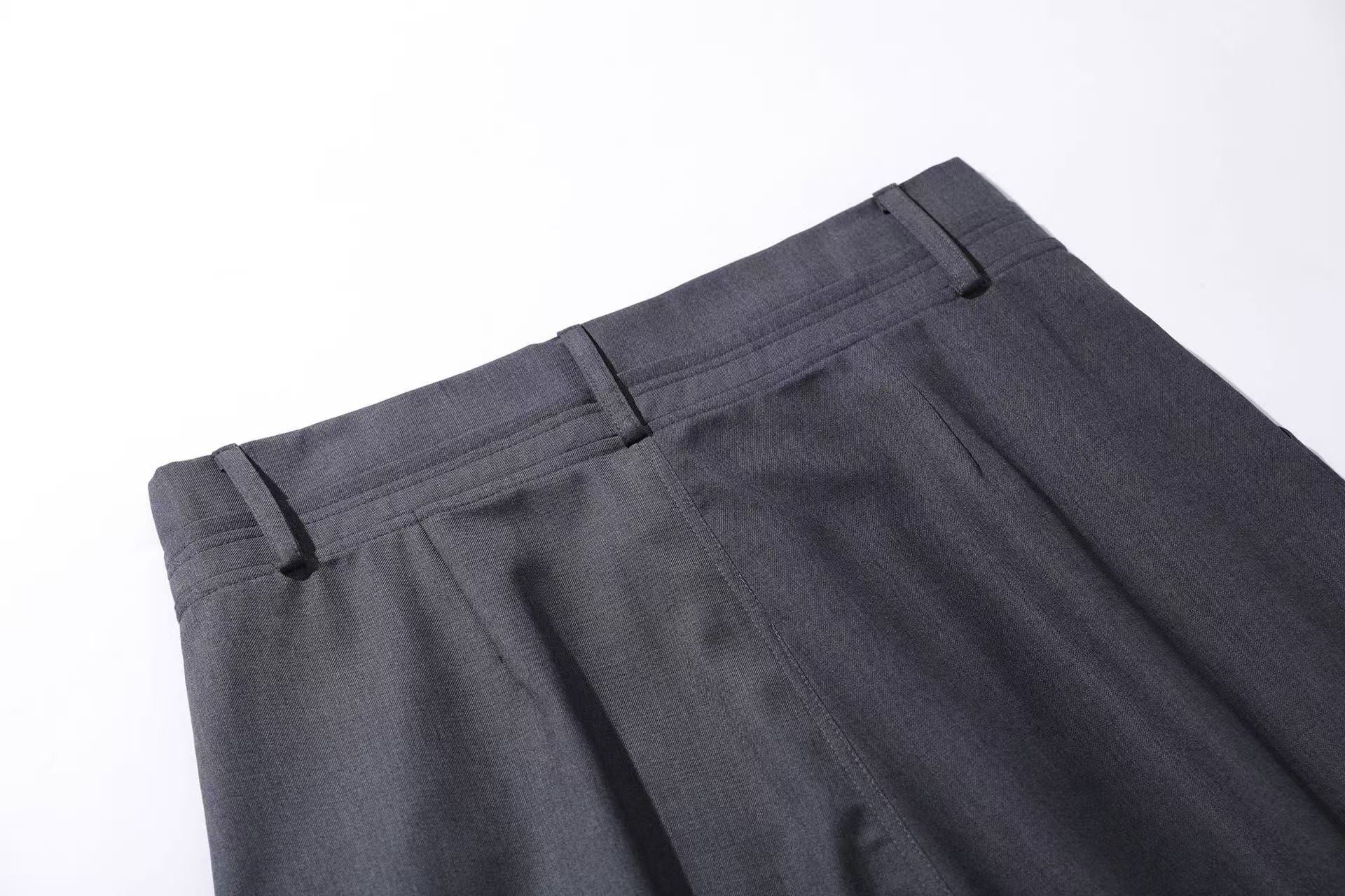 Gemstone Buttons Wide-Leg Suit Pants