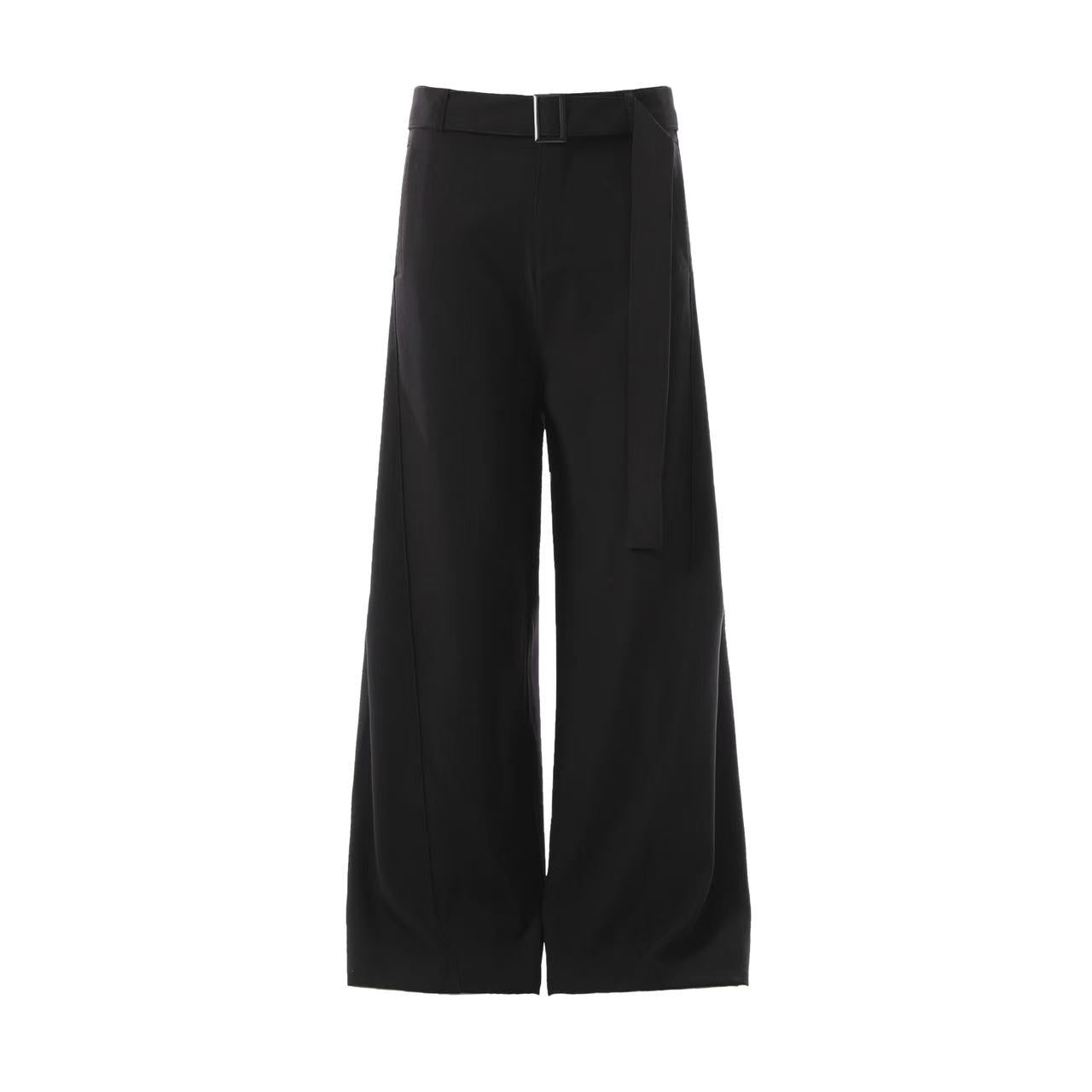Belted Wide-Leg Suit Pants