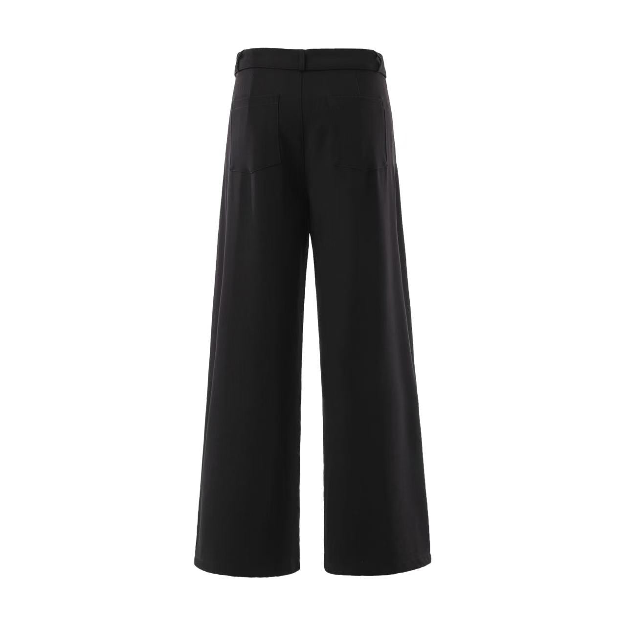 Belted Wide-Leg Suit Pants