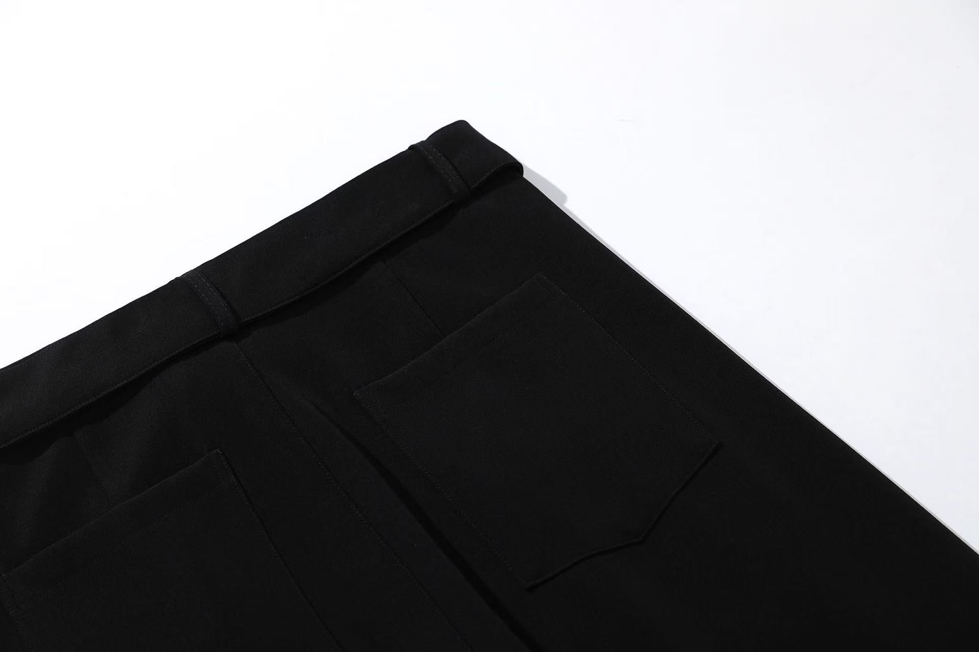 Belted Wide-Leg Suit Pants