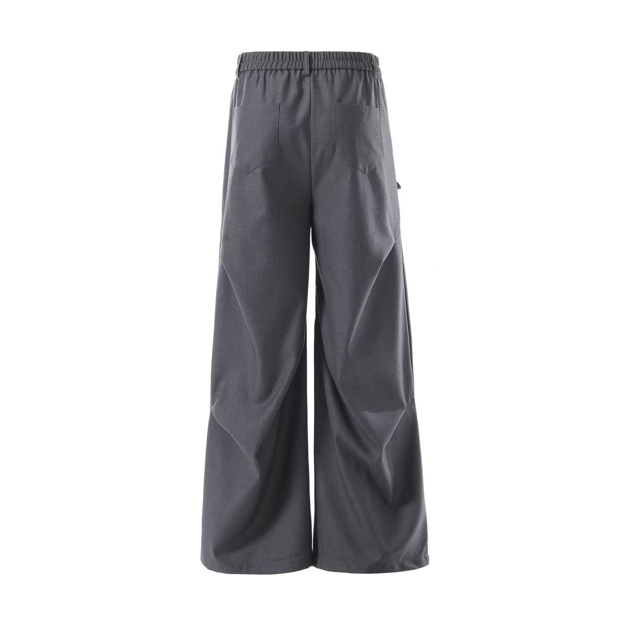 Pleated Tactical Wide-Leg Suit Pants