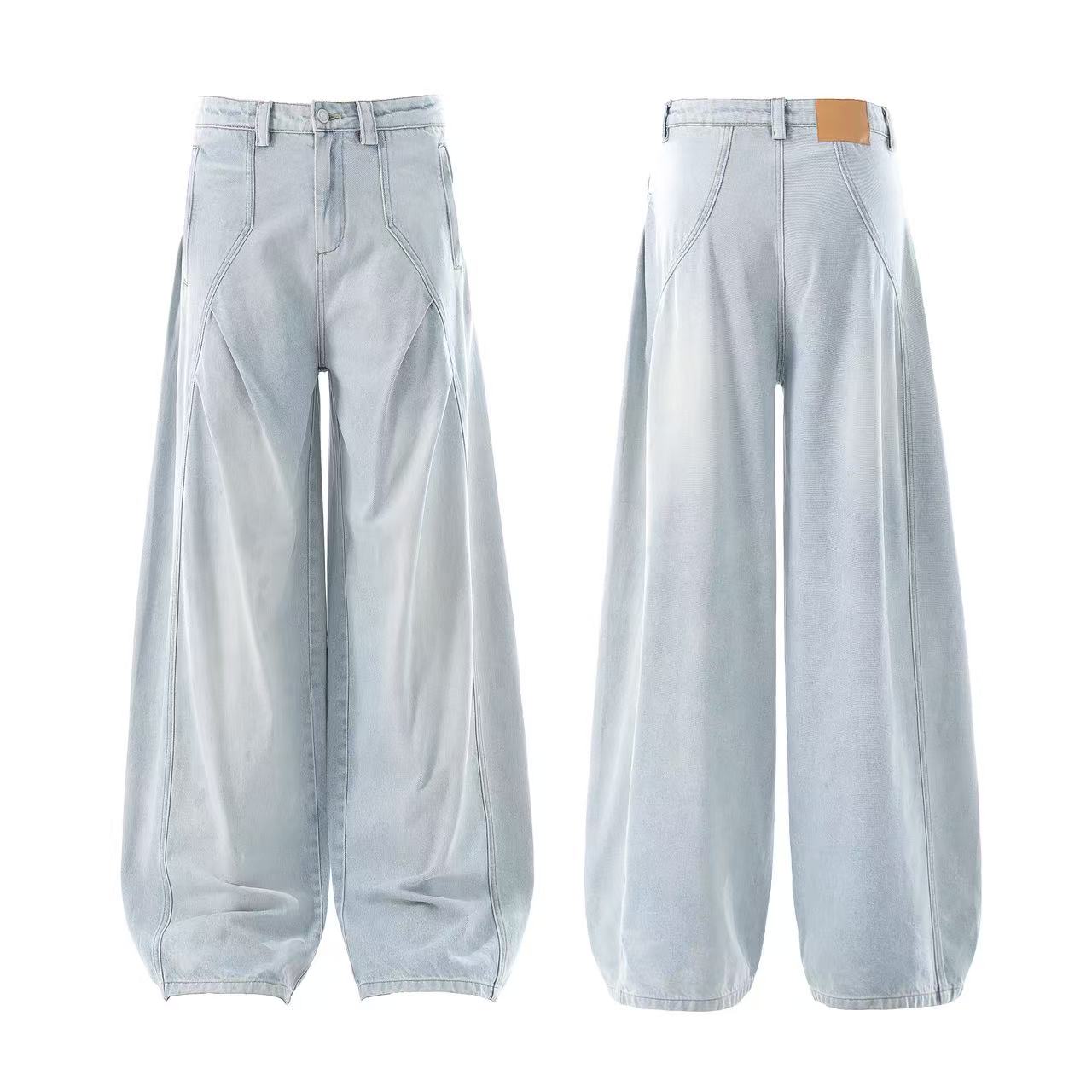 Washed Wide-Leg Baggy Jeans