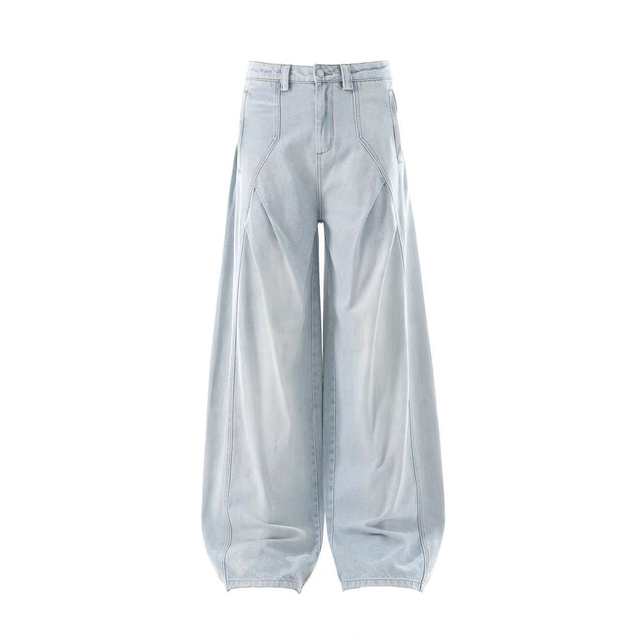 Washed Wide-Leg Baggy Jeans
