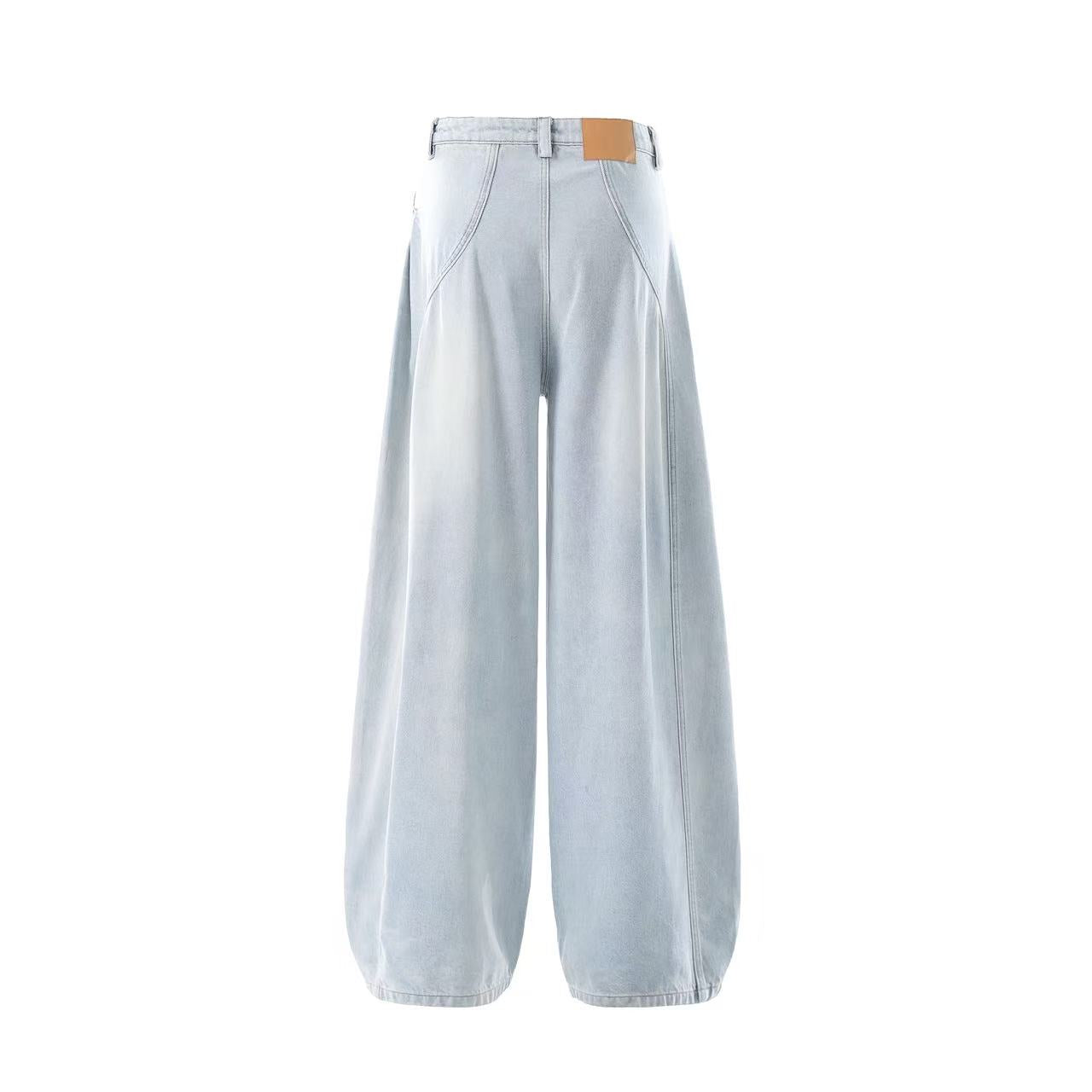 Washed Wide-Leg Baggy Jeans