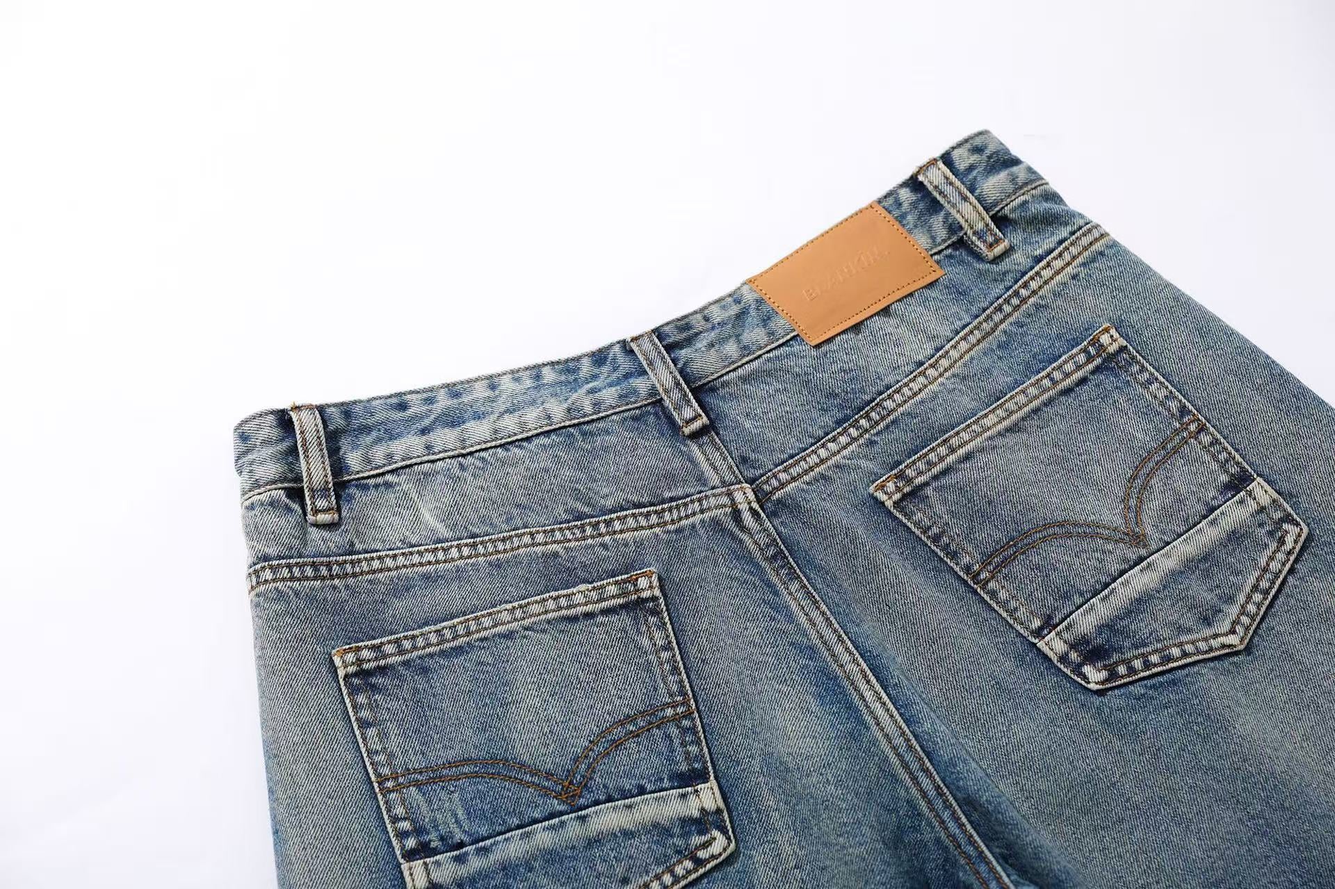 Washed Straight-Leg Jeans