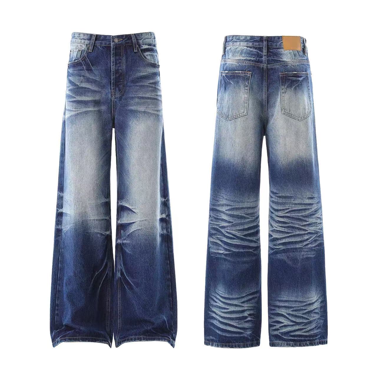 Washed Straight-Leg Jeans