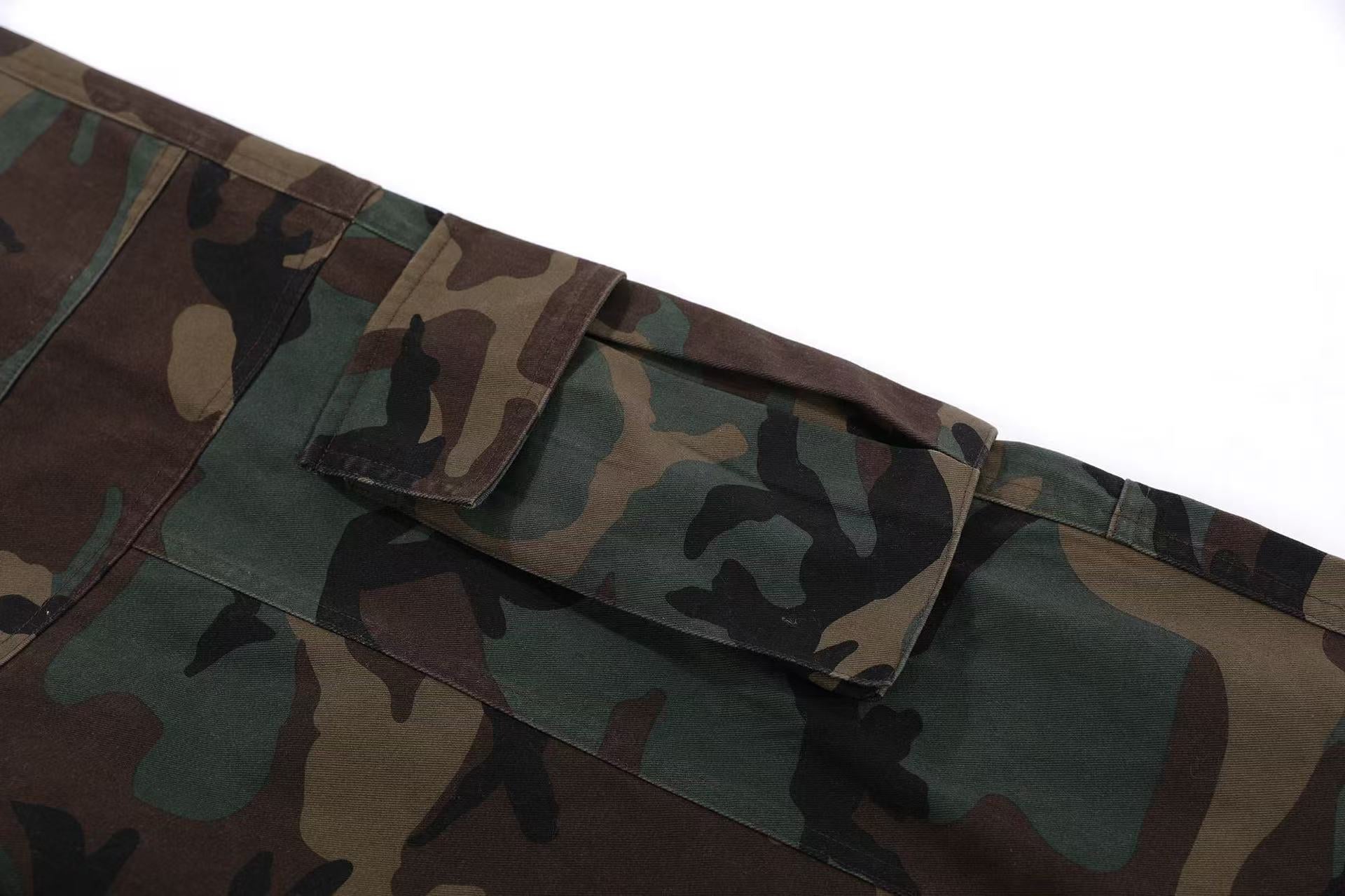 Camo Wide-Leg Cargo Pants