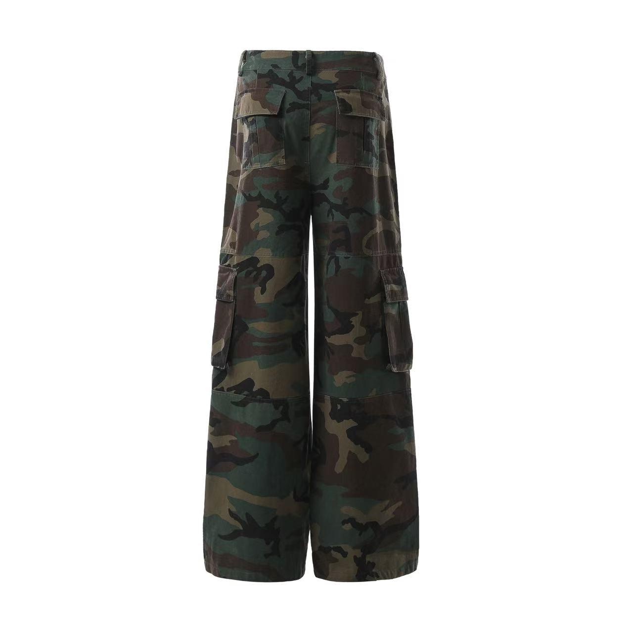 Camo Wide-Leg Cargo Pants