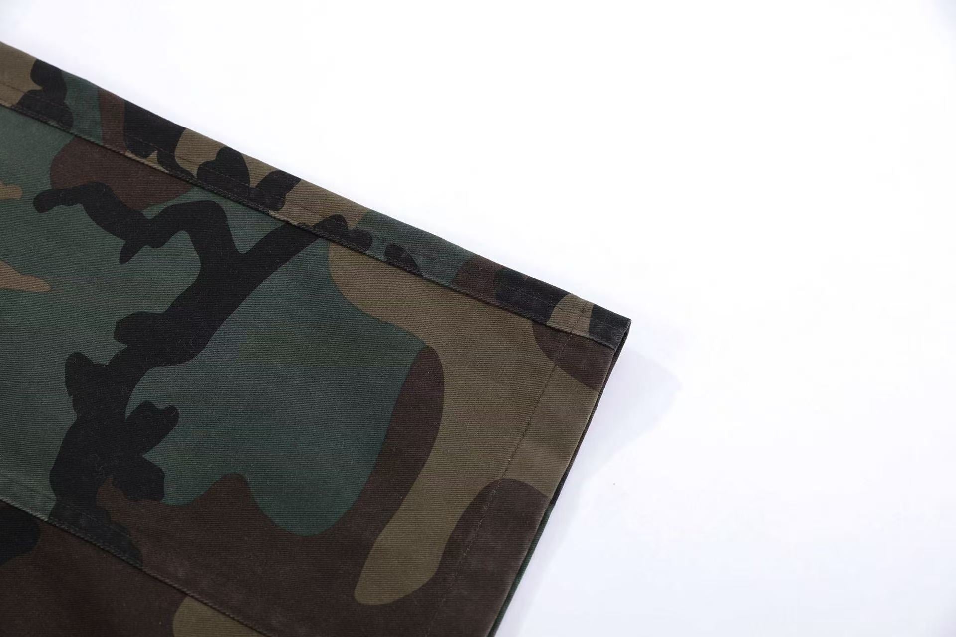Camo Wide-Leg Cargo Pants
