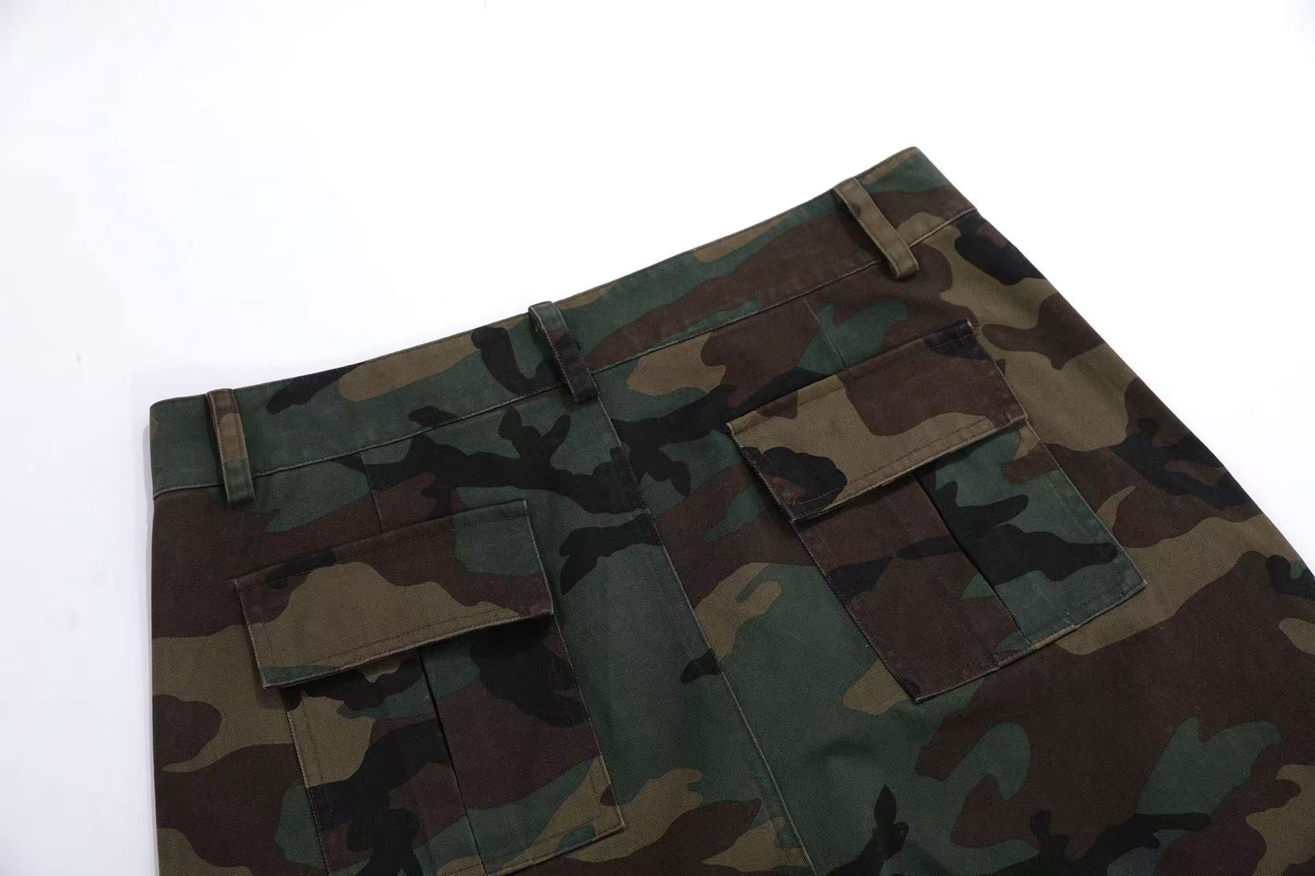 Camo Wide-Leg Cargo Pants
