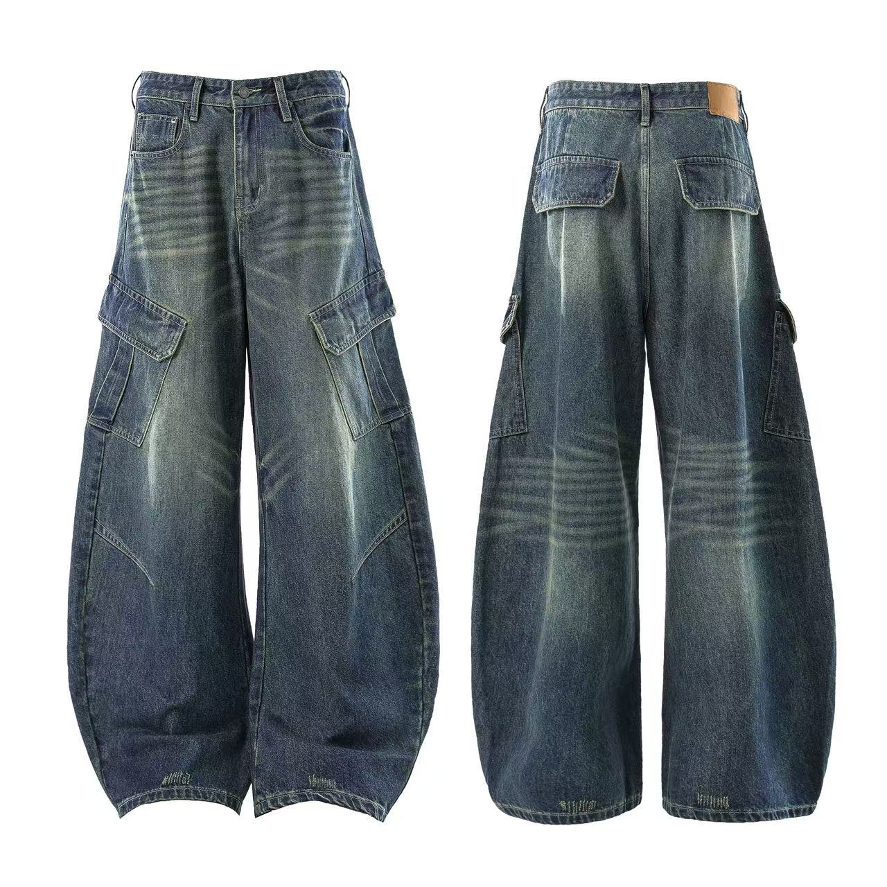 Distressed Wide-Leg Baggy Jeans