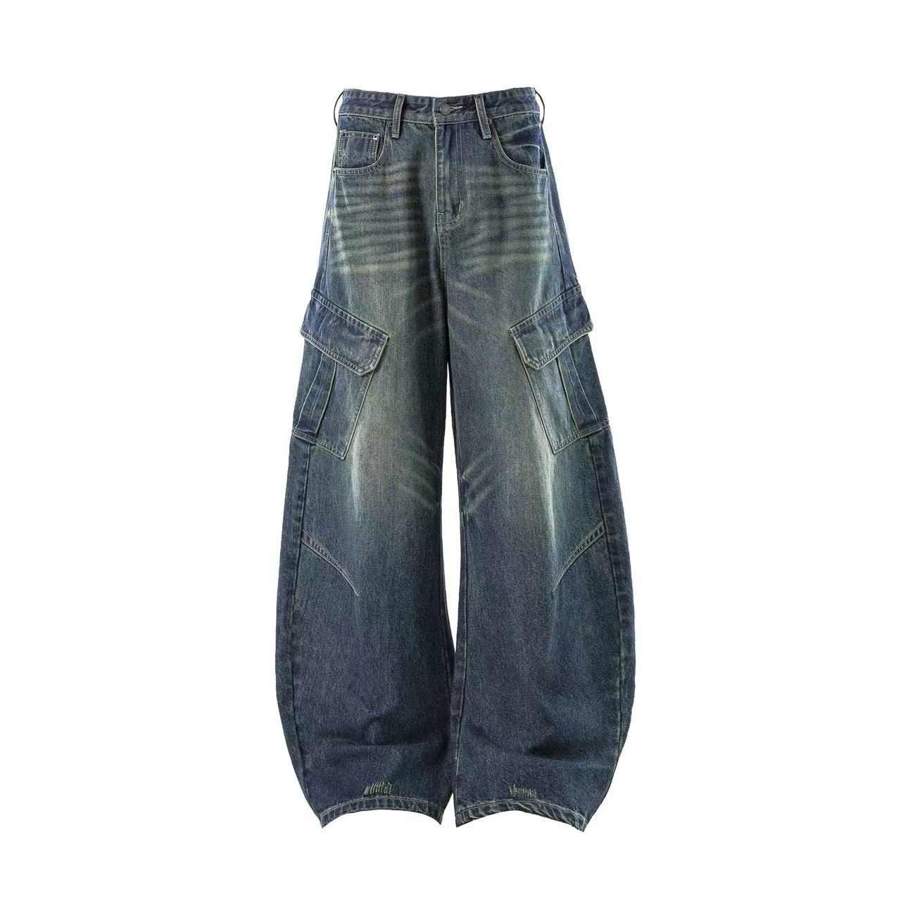 Distressed Wide-Leg Baggy Jeans