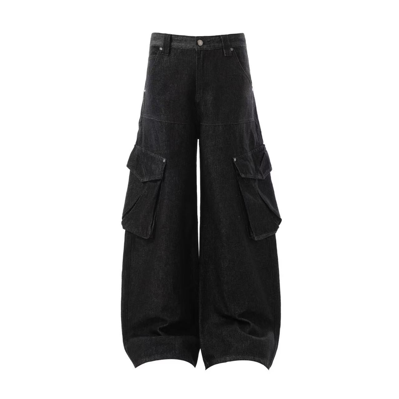Multi-Pocket Wide-Leg Baggy Jeans