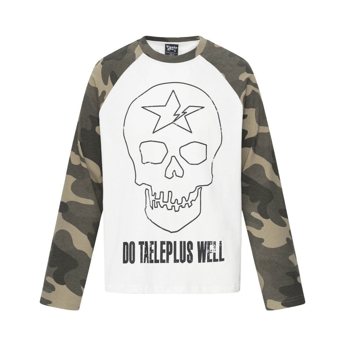 Skull Star Print Camo Raglan Long Sleeve
