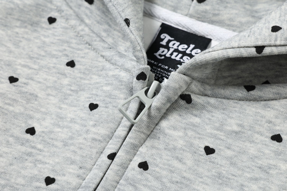 Heart & Musical Note Star Print Zip Up Hoodie