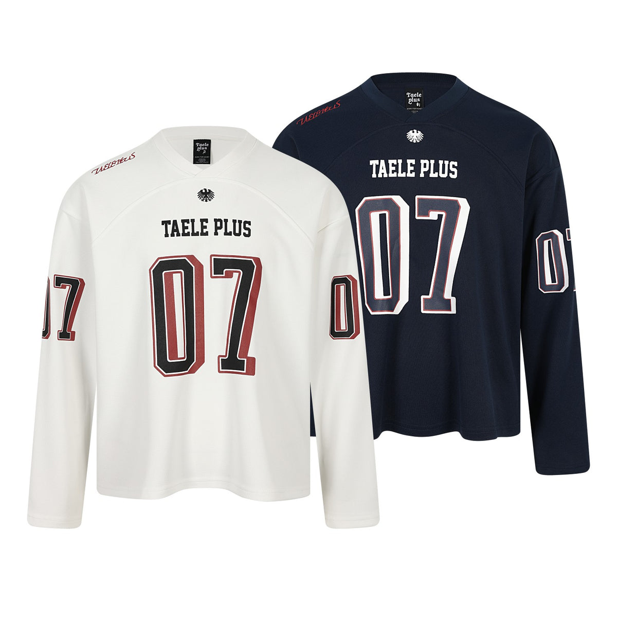 V-Neck 07 Number Graphic Sports Jersey Long Sleeve