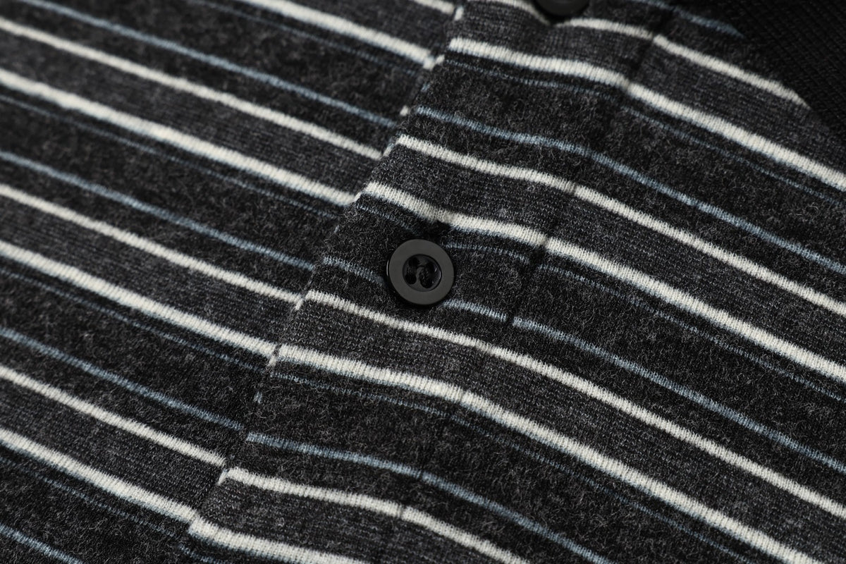 Vintage Stripe Graphic Long Sleeve Polo Sweatshirt