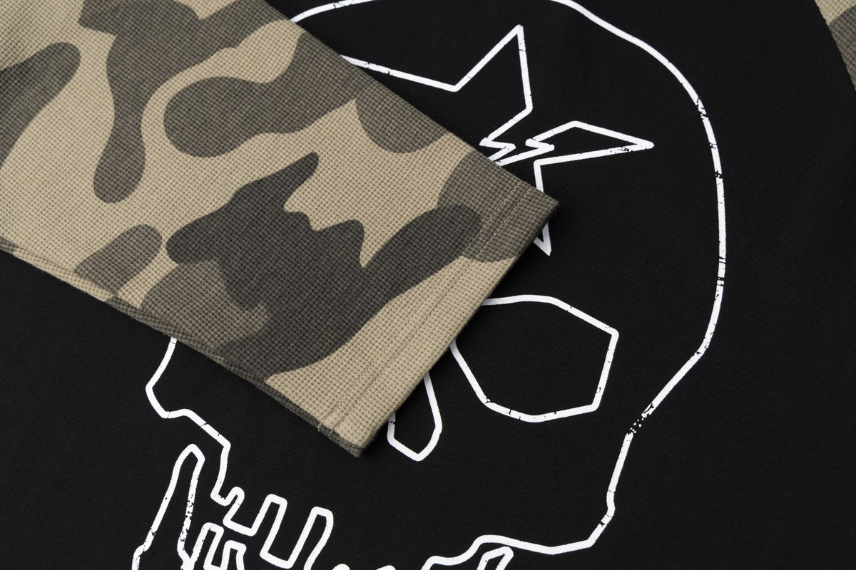 Skull Star Print Camo Raglan Long Sleeve