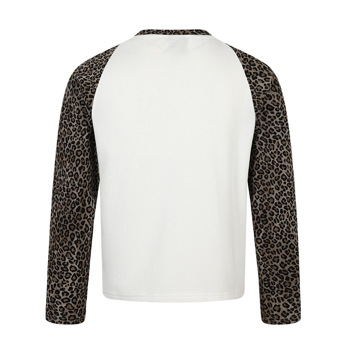 Leopard Print Raglan Sleeve Waffle Knit Graphic Long Sleeve