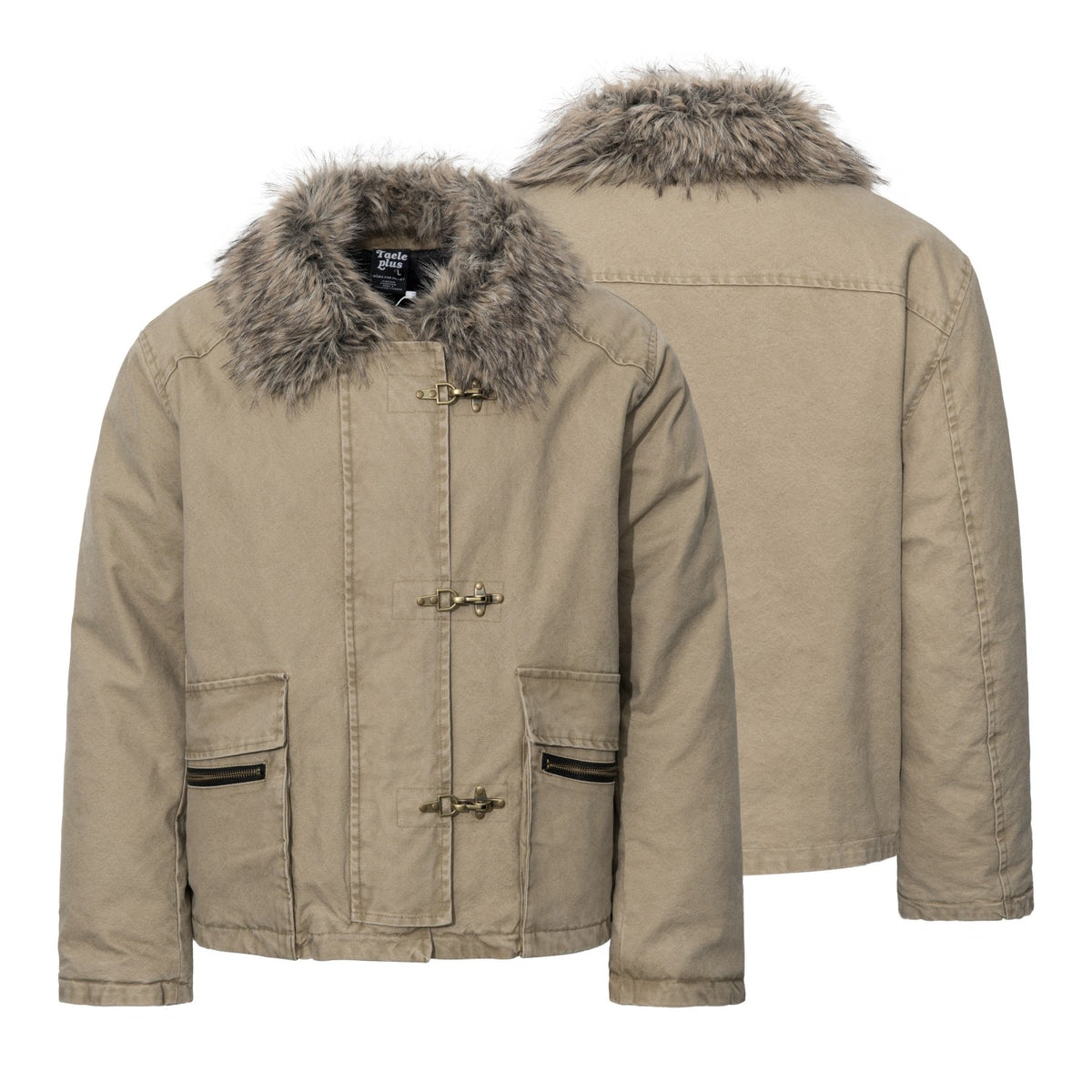 Faux Fur Collar Toggle Buckle Parka