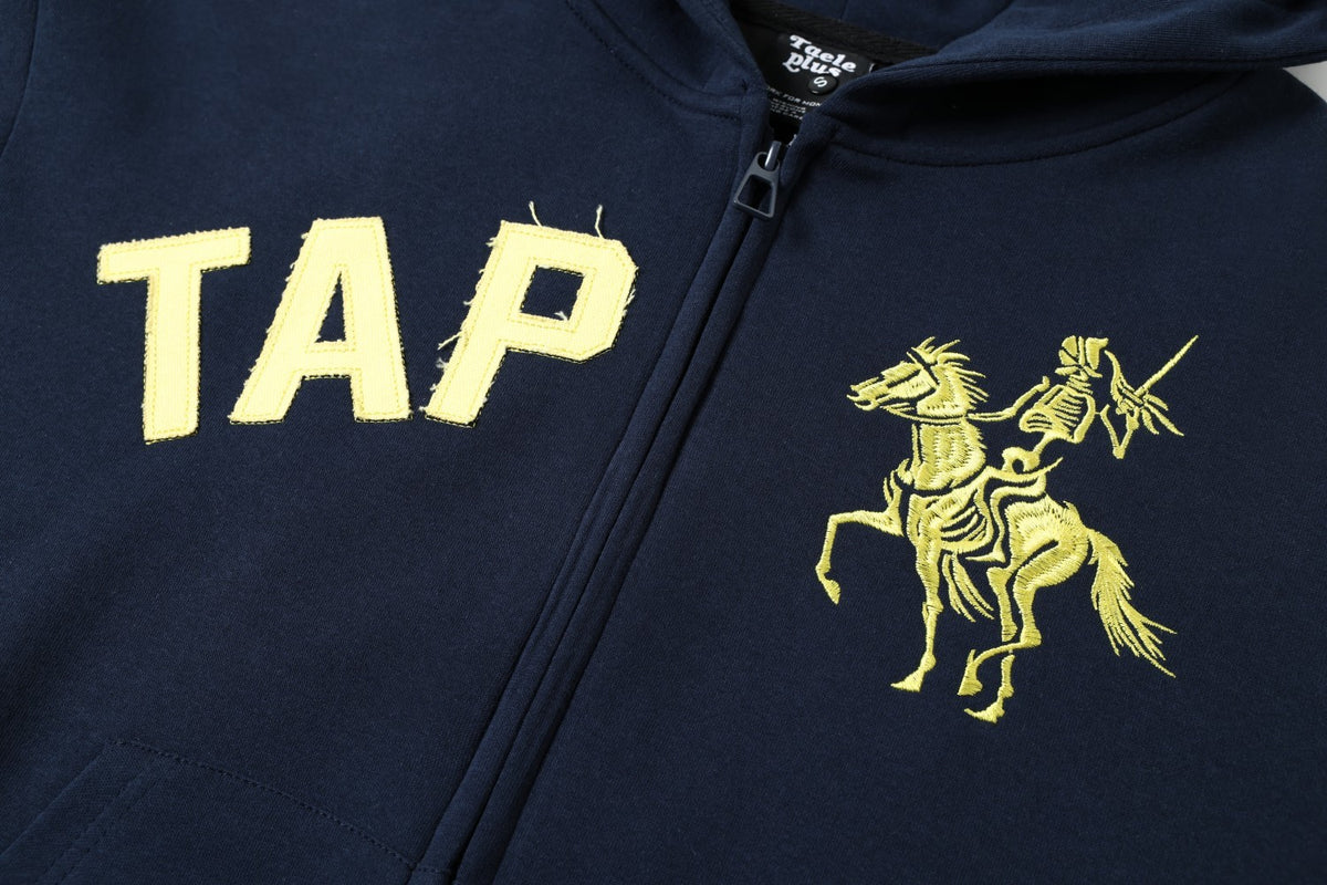 Letter & Skeleton Rider Graphic Full Zip Hoodie