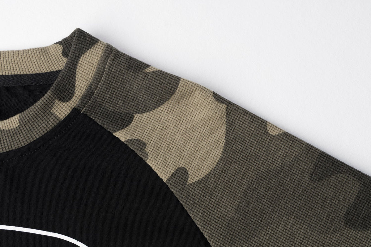 Skull Star Print Camo Raglan Long Sleeve