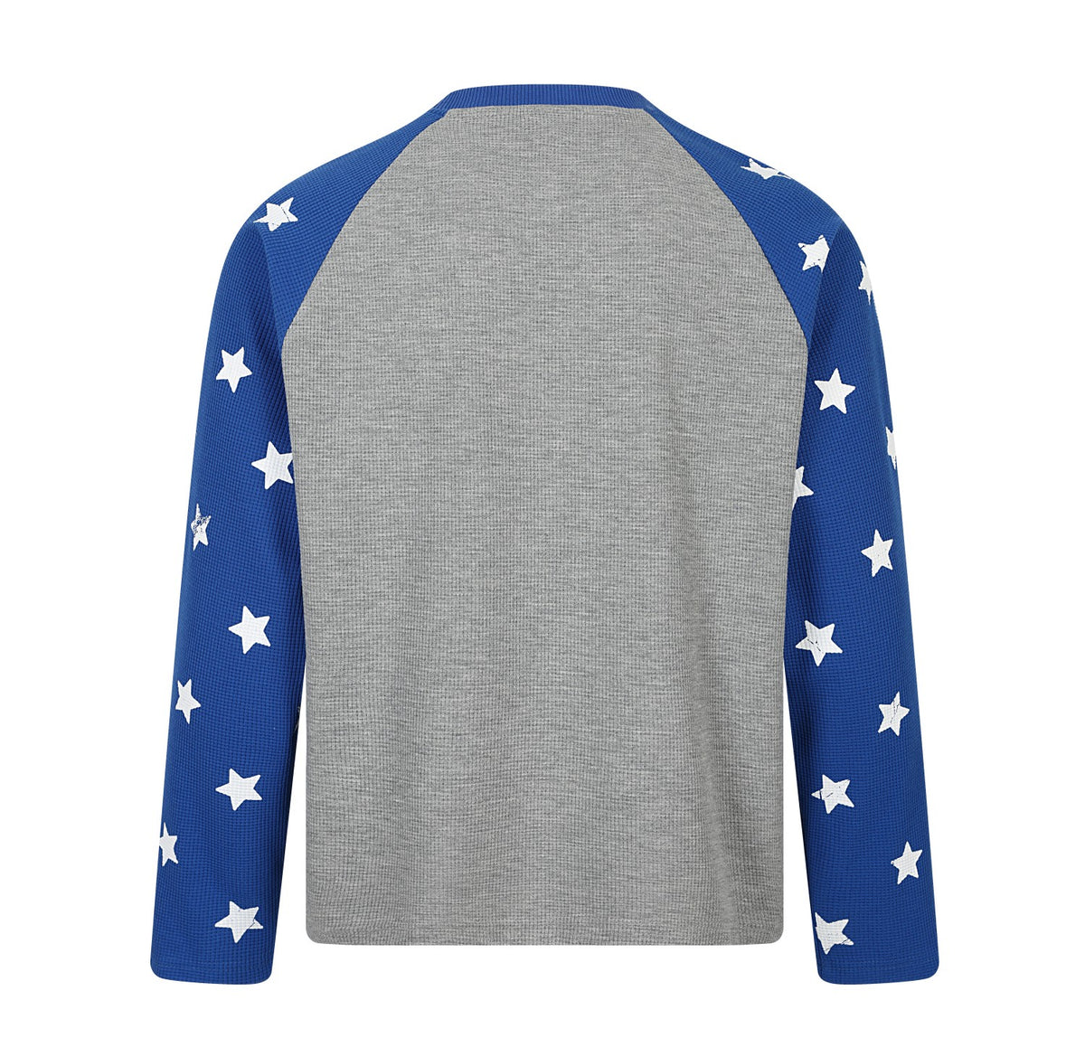 Western Cowboy Star Print Raglan Waffle Knit Long Sleeve