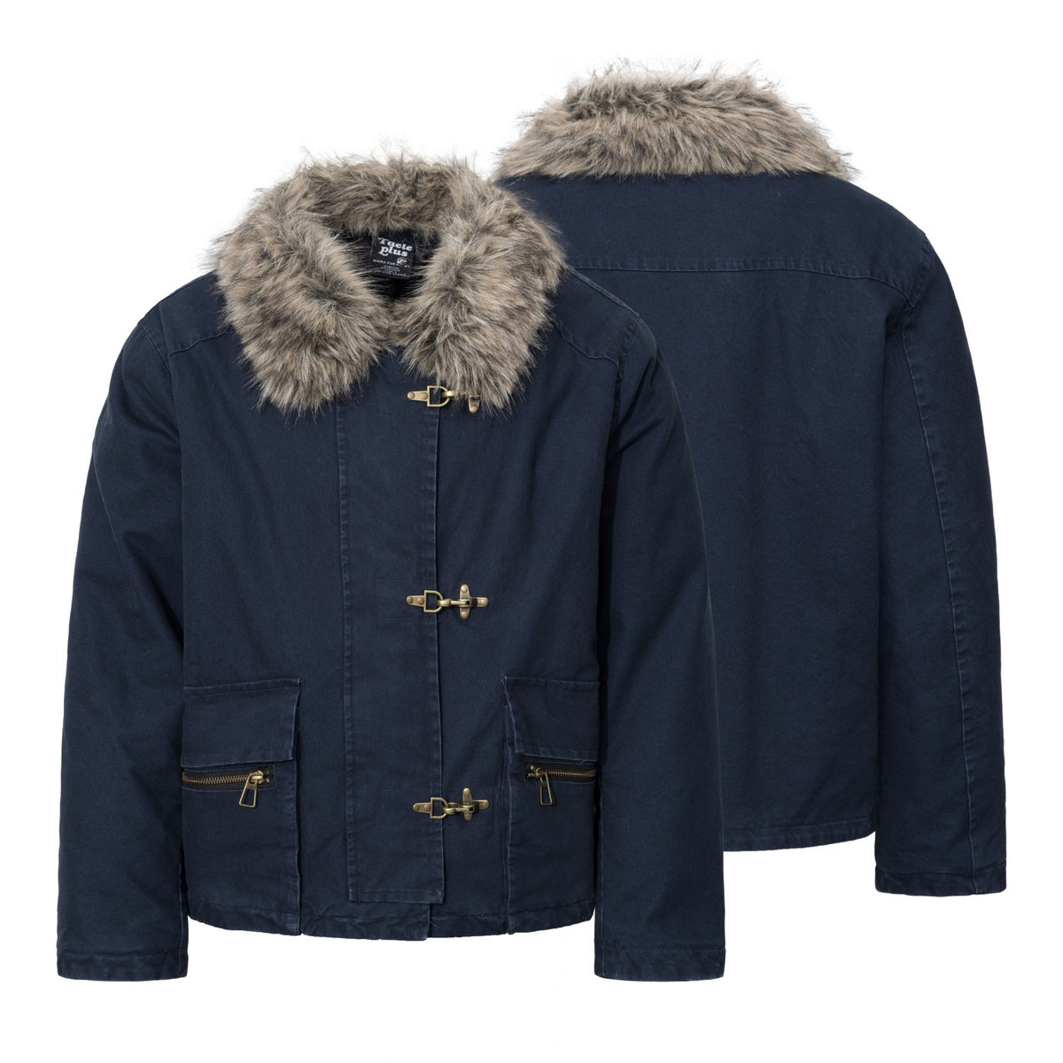 Faux Fur Collar Toggle Buckle Parka