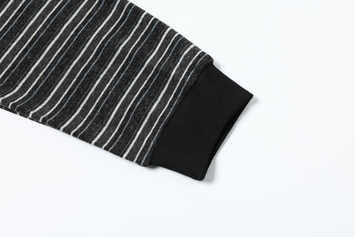 Vintage Stripe Graphic Long Sleeve Polo Sweatshirt