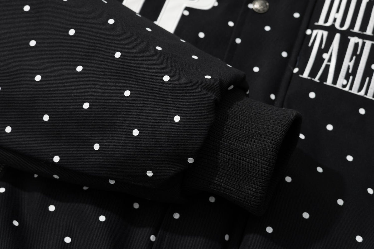 Polka Dot Graphic Faux Fur Hooded Jacket