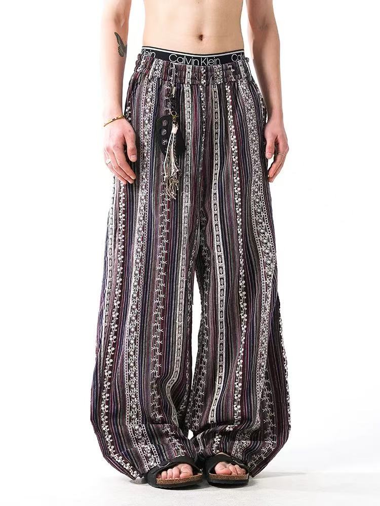 Insulated Fair Isle Fleece Wide-Leg Pants