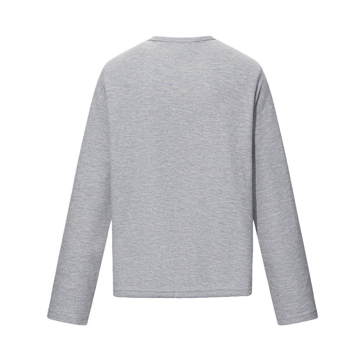 Gothic Cross Script Graphic Waffle Henley Long Sleeve