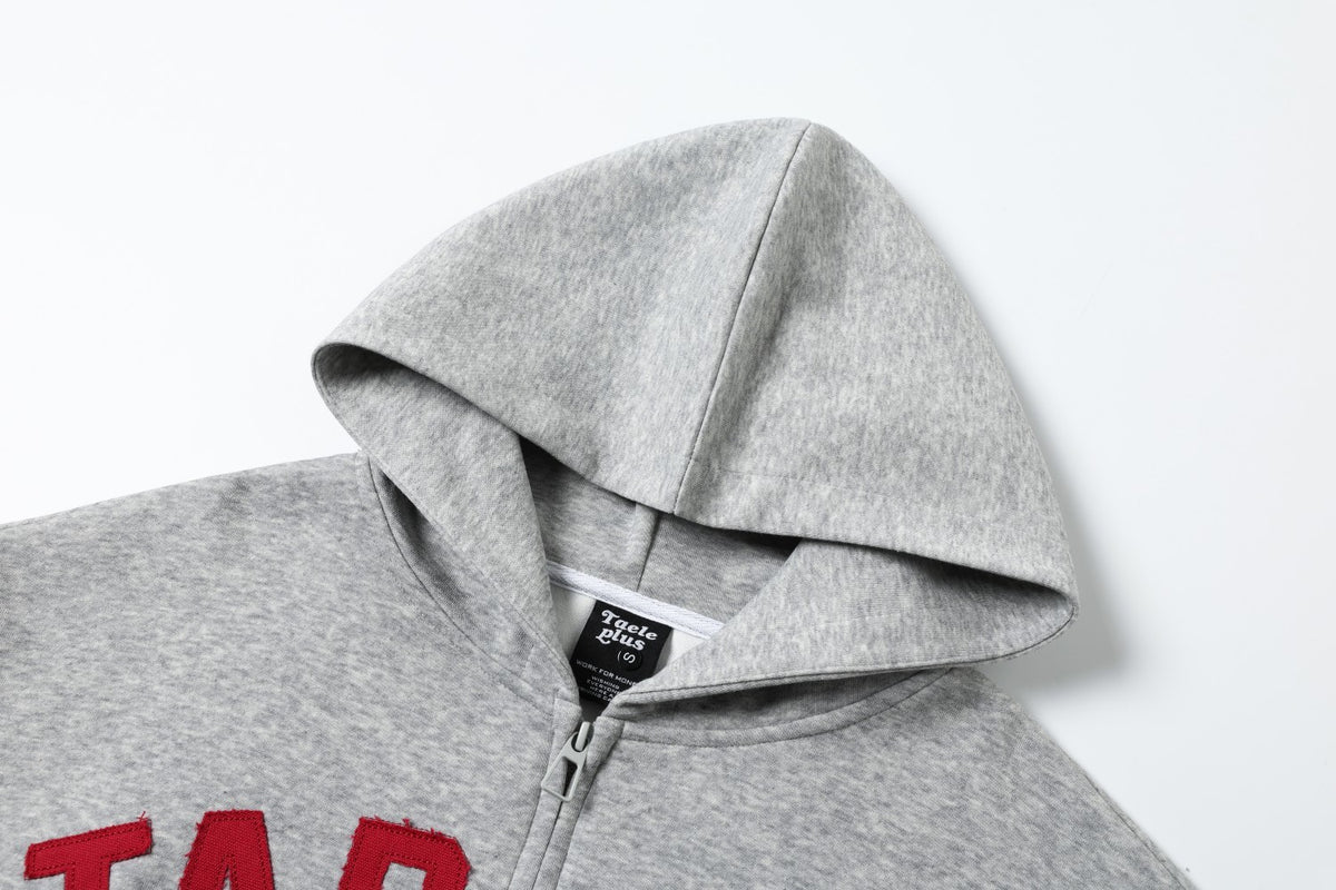 Letter & Skeleton Rider Graphic Full Zip Hoodie