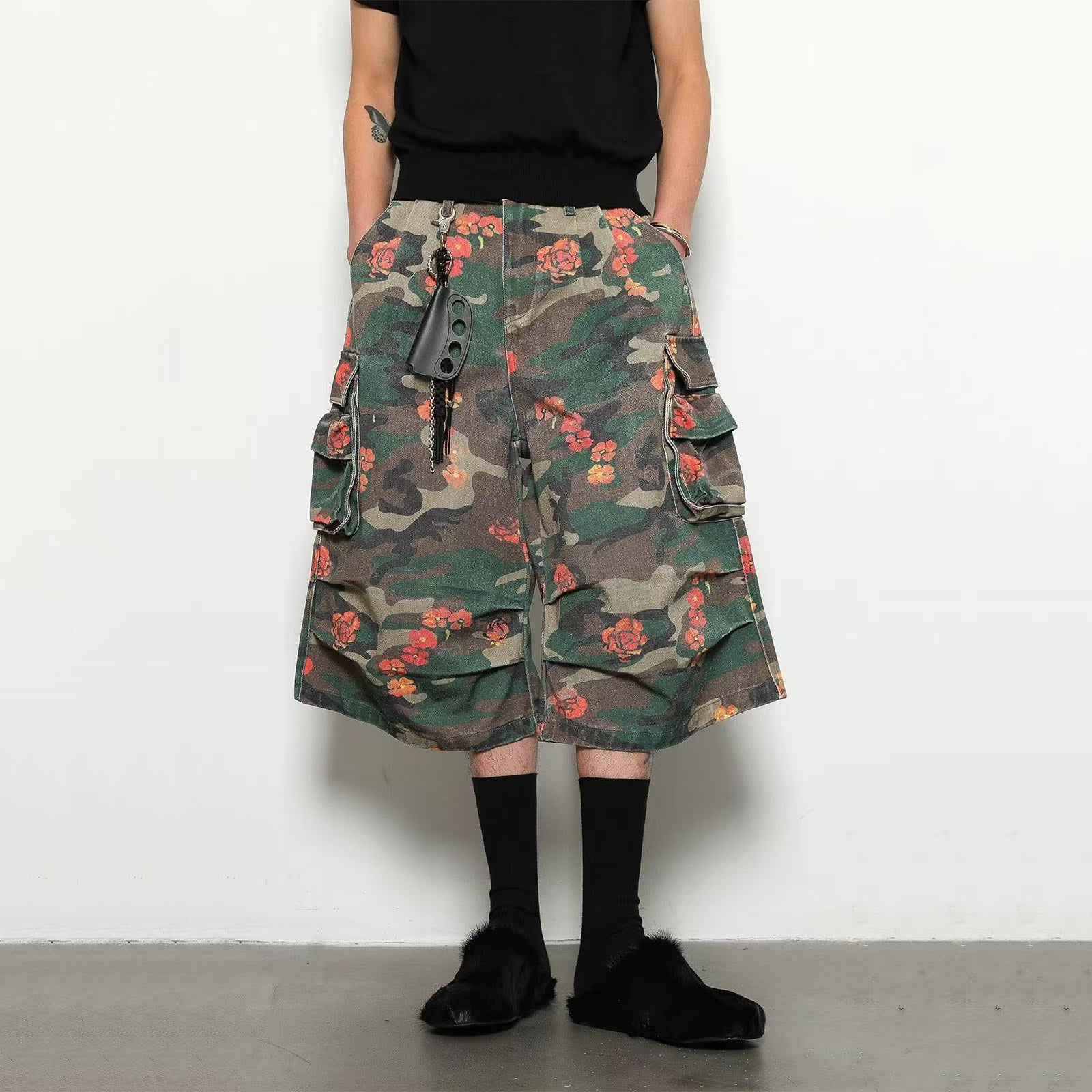 Camo Floral Baggy Wide-Leg Jorts