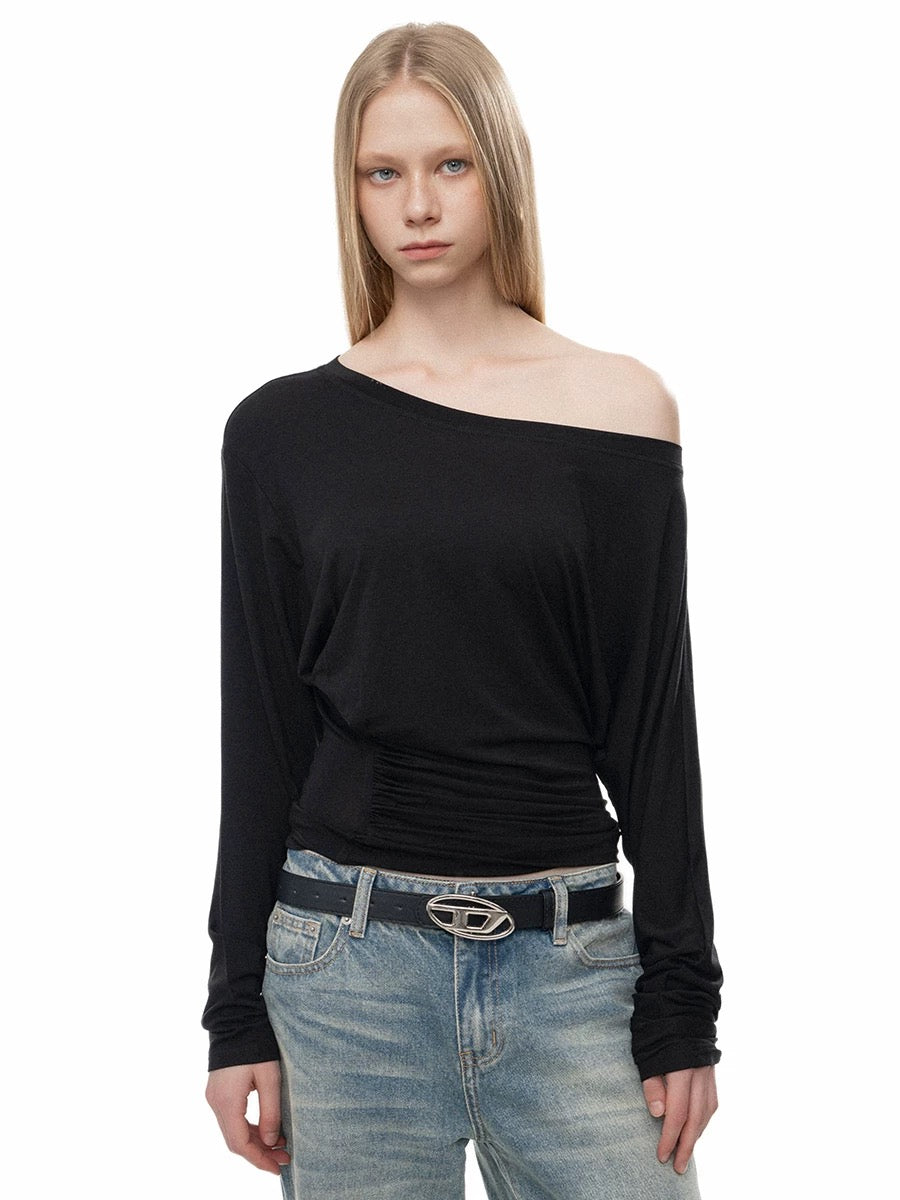 Draped Off-the-Shoulder Shirt