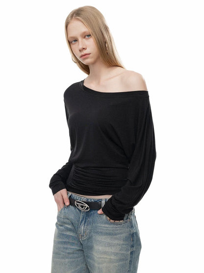 Draped Off-the-Shoulder Shirt