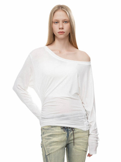 Draped Off-the-Shoulder Shirt