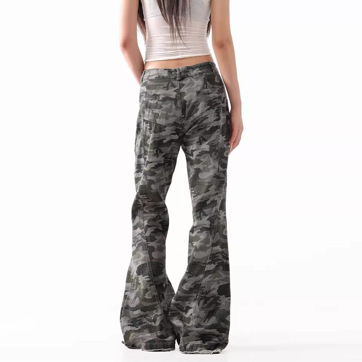 Camo Bell-Bottom Jeans