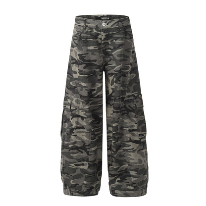 Camo Wide-Leg Cargo Pants