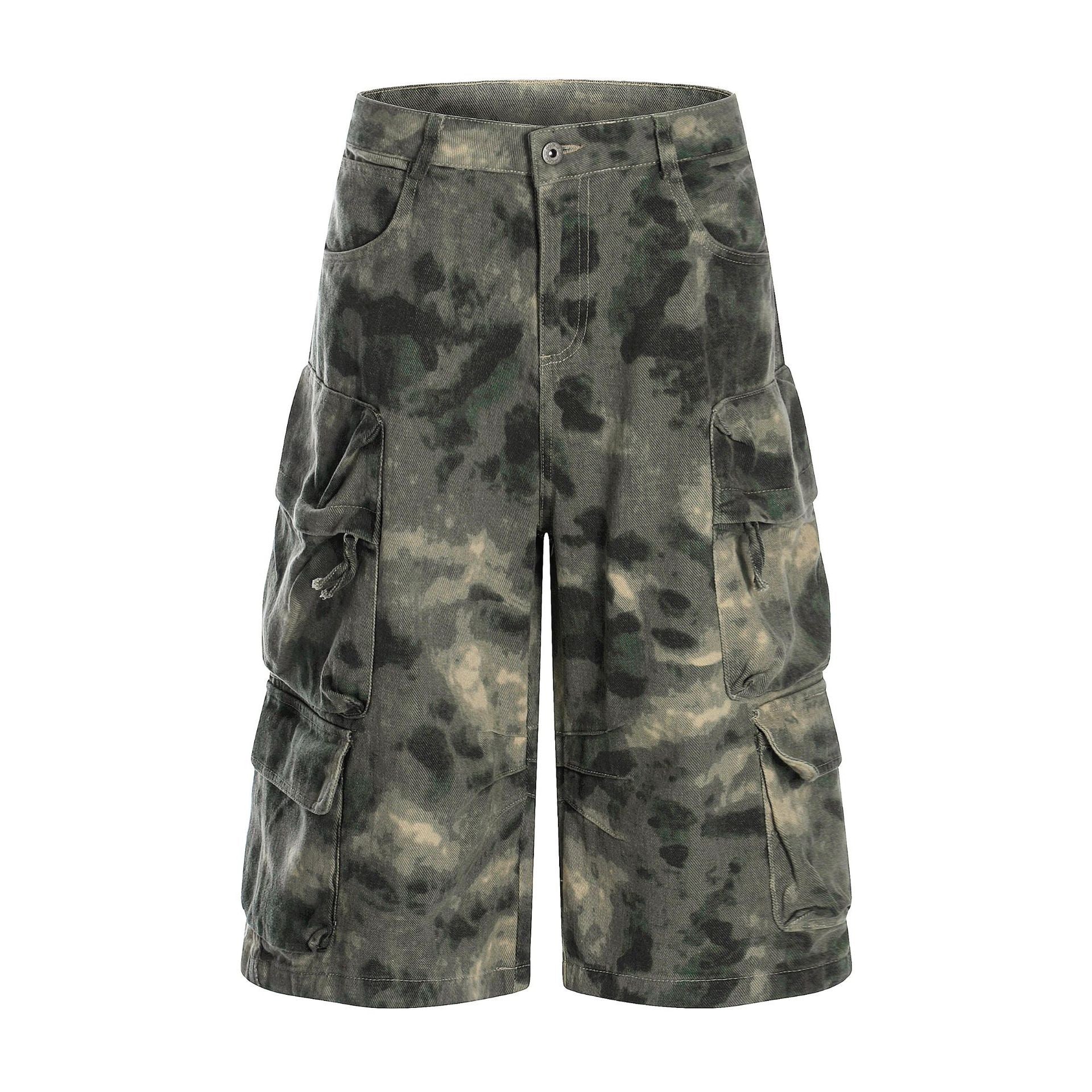 Camo Wide-Leg Cargo Knee-Length Shorts