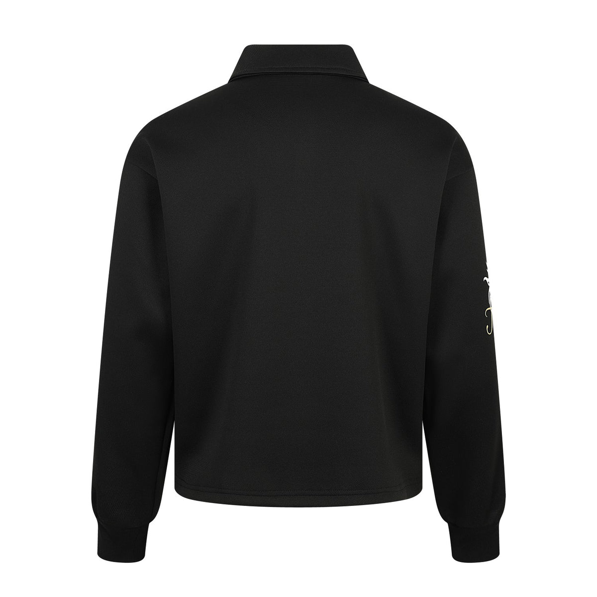 Embroidered Crest Logo Long Sleeve Polo Sweatshirt