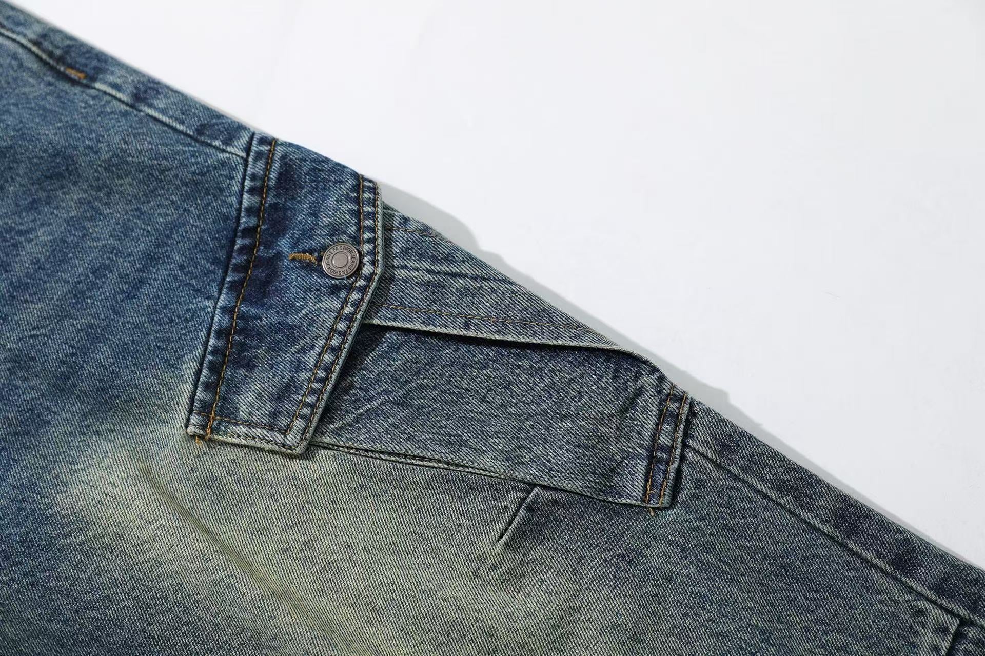 Distressed Wide-Leg Jeans