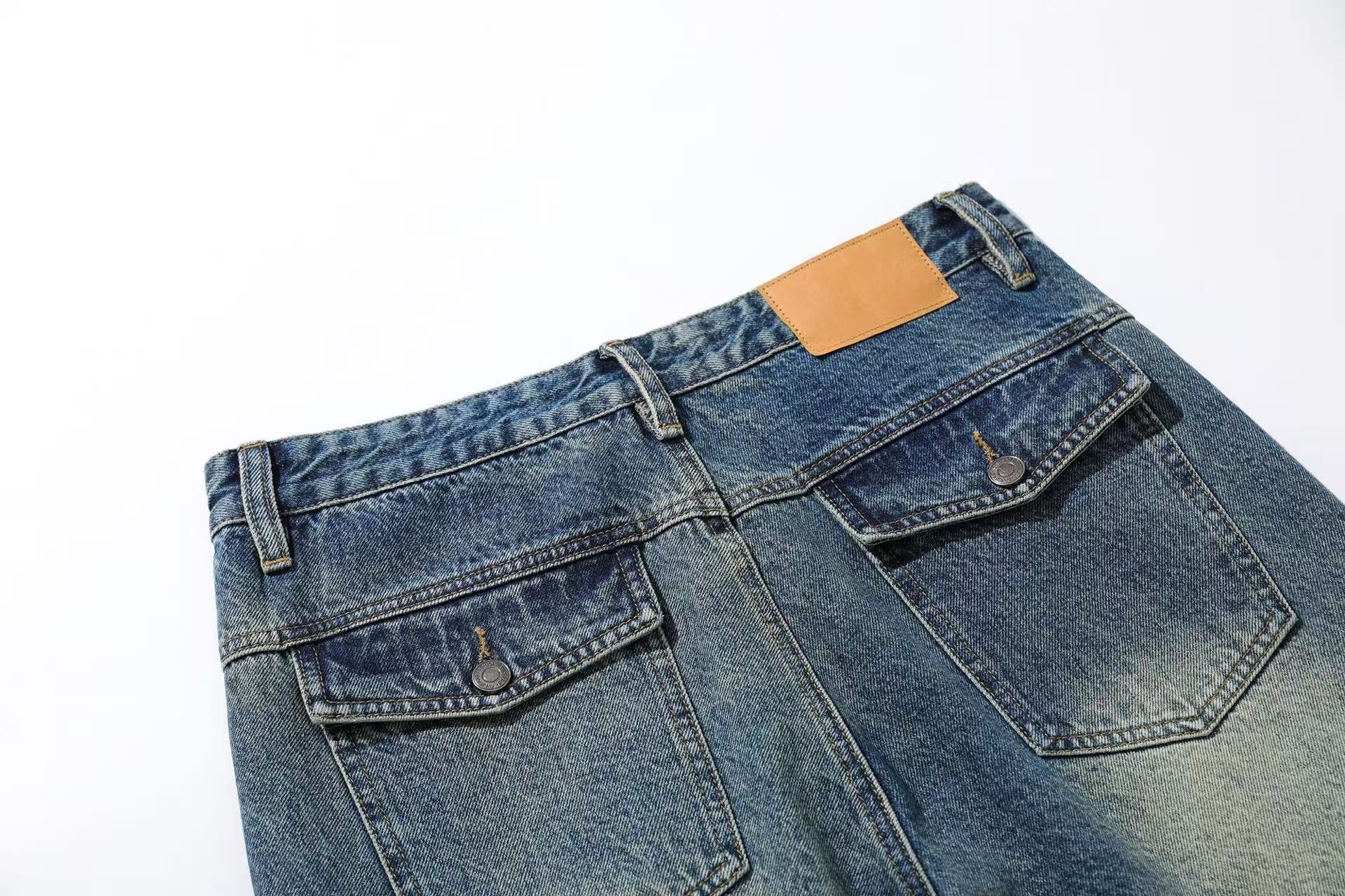 Distressed Wide-Leg Jeans