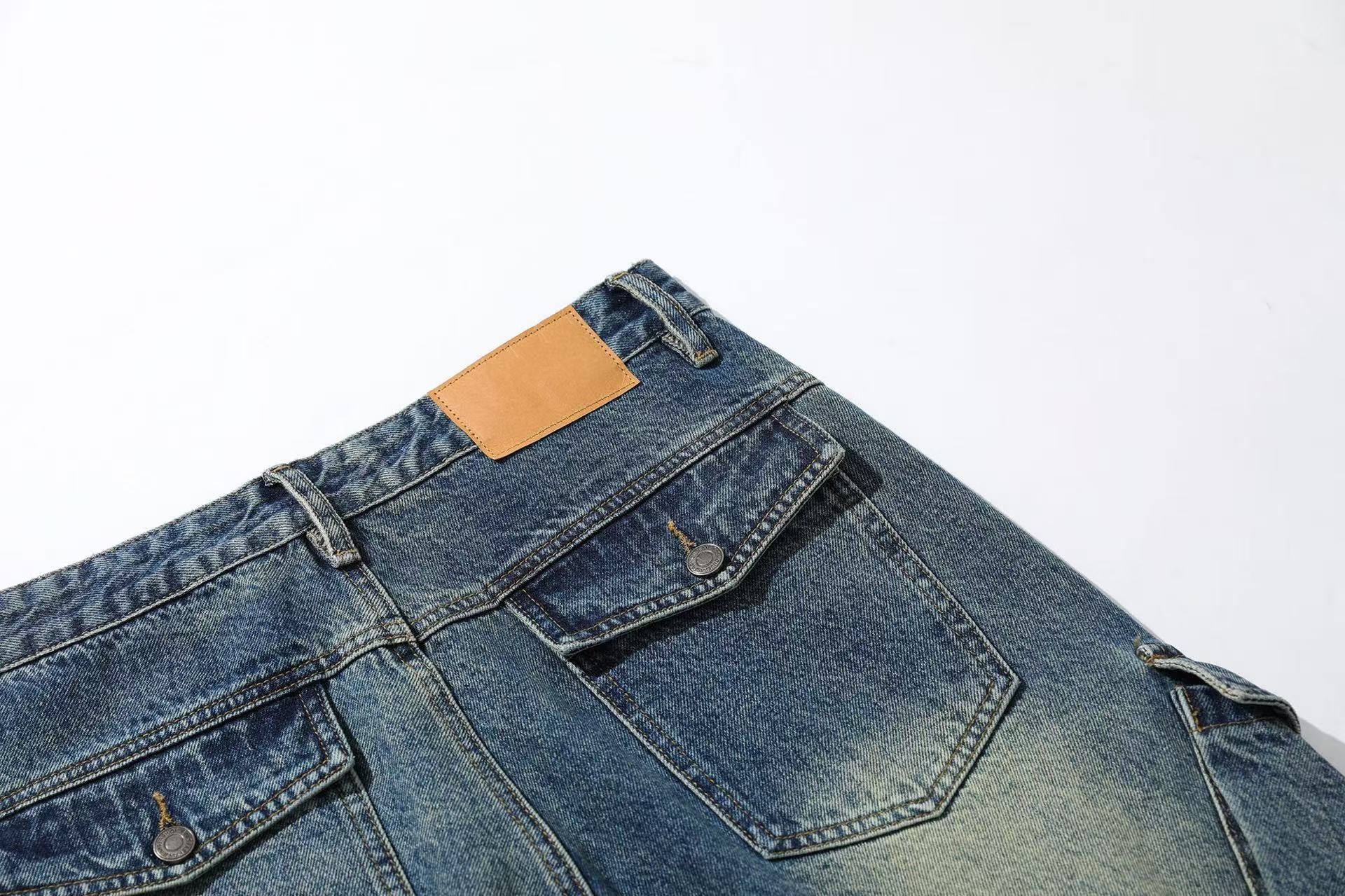 Distressed Wide-Leg Jeans