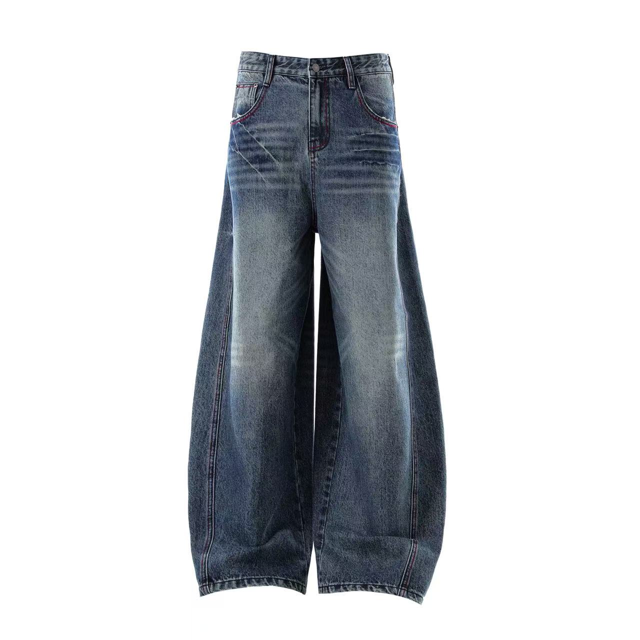 Distressed Wide-Leg Baggy Jeans