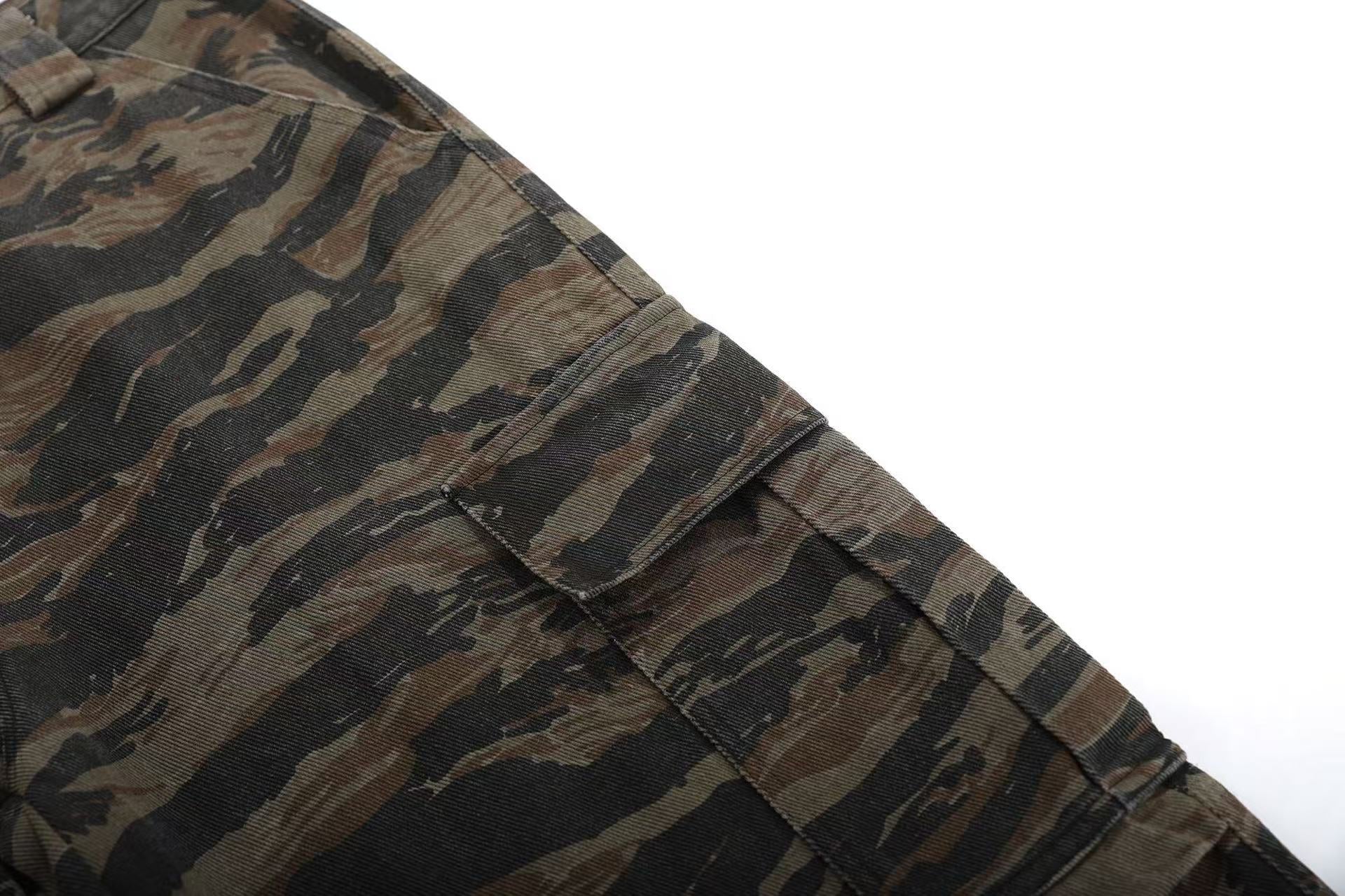 Camo Wide-Leg Cargo Pants